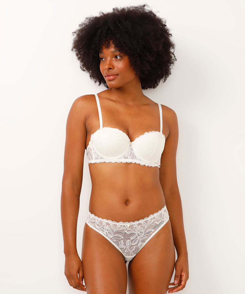 kit de 2 sutiãs meia taça com renda floral coloridos
