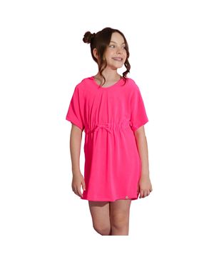 Saída de Praia Infantil Atoalhada com Capuz Pink Neon Everly