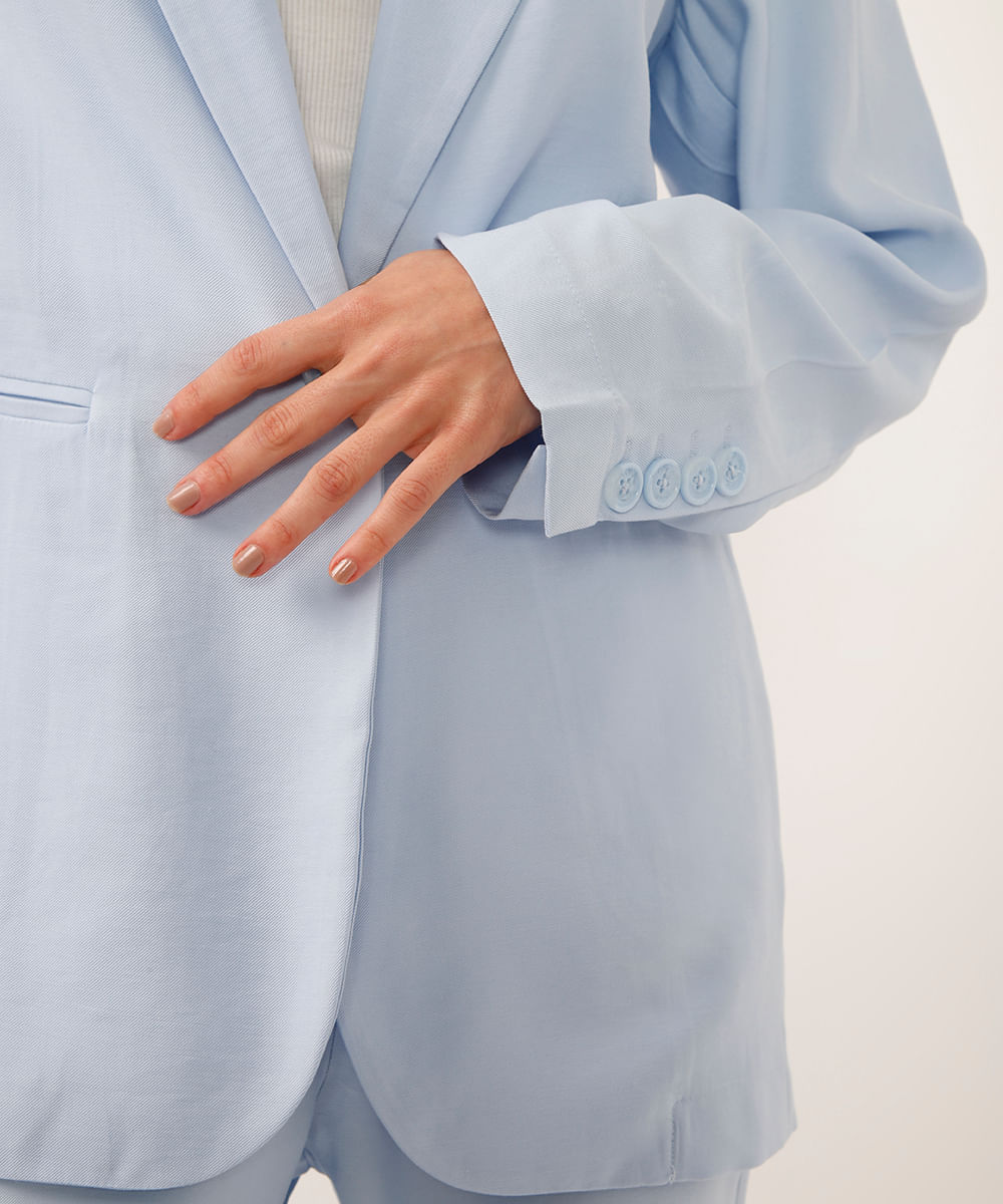blazer de viscose alongado - azul claro