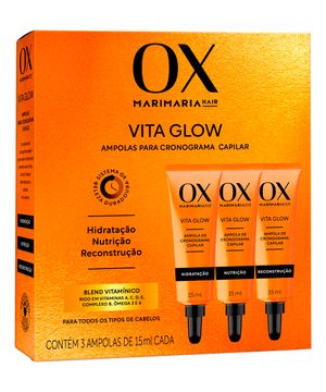 kit de 3 ampolas de cronograma capilar ox mari maria vita glow