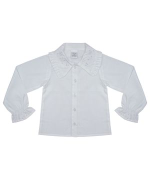 Camisa Infantil Look Jeans Tricoline Branca