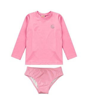 Conjunto Praia Infantil Proteção UV 50 Básico Rosa Chiclete Costão