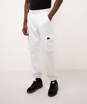 calça de moletom cargo branco