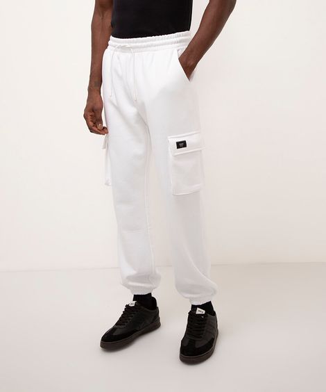 calça de moletom cargo - branco