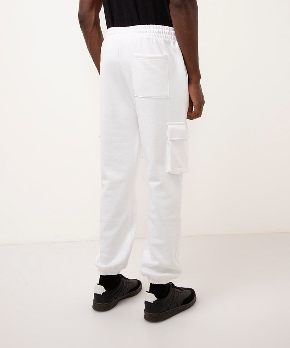 calça de moletom cargo - branco