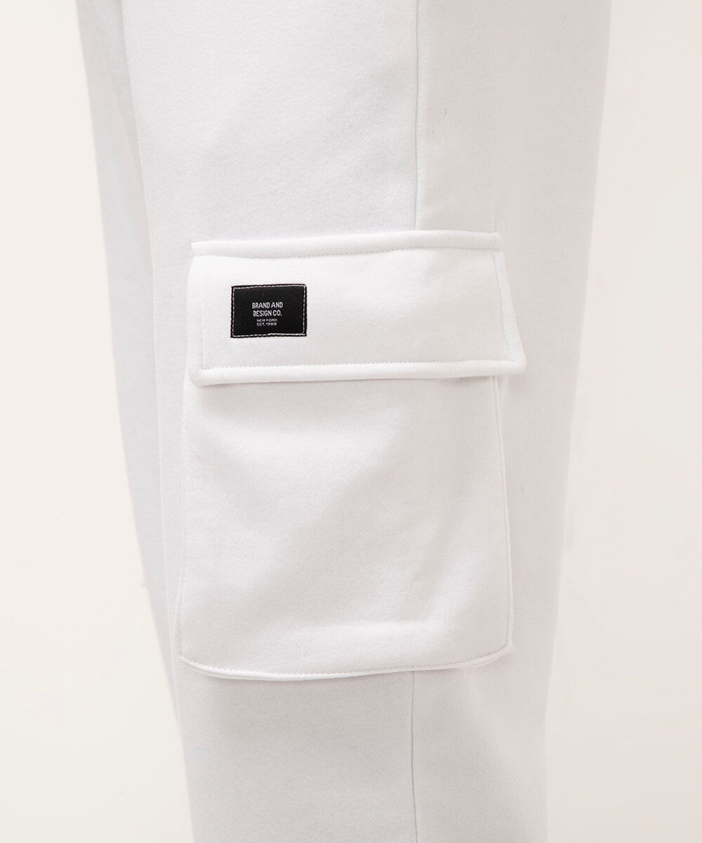 calça de moletom cargo - branco
