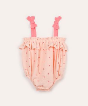 body de algodão infantil com babado e laço rosa