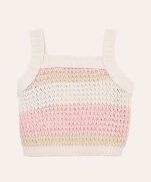 cropped de tricot infantil listrado colorido