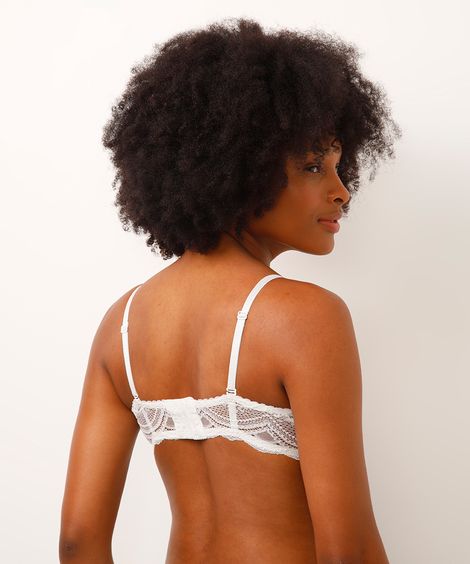 sutiã meia taça alça removível rendado off white