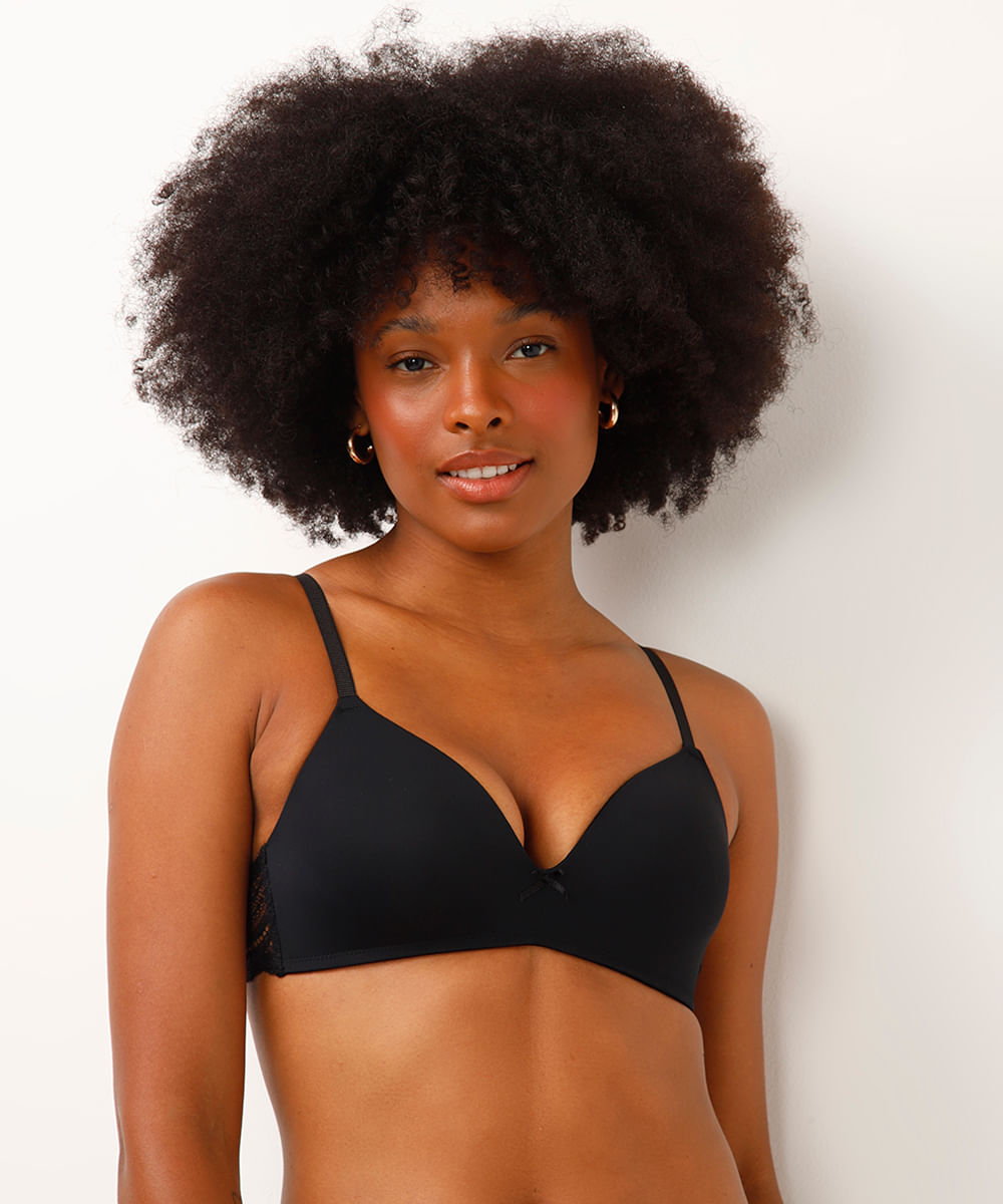 sutiã meia taça com renda preto