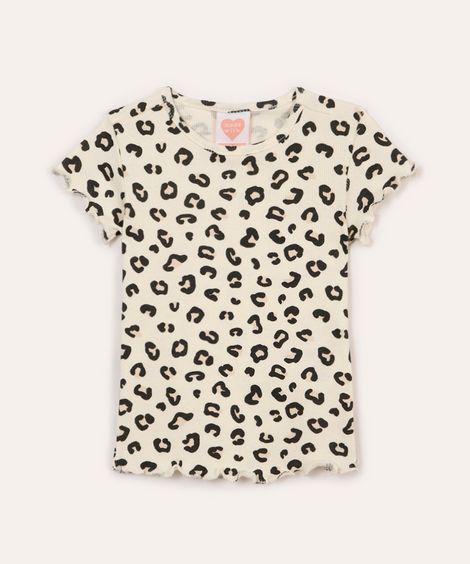 blusa de algodão infantil canelada animal print colorido