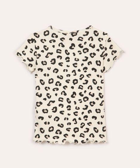 blusa de algodão infantil canelada animal print colorido