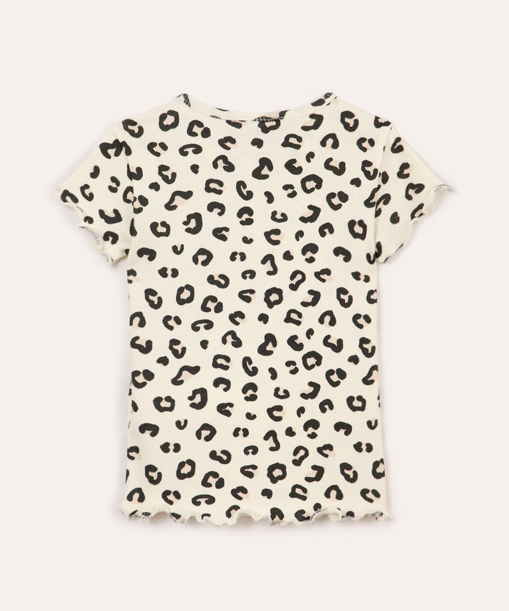 blusa de algodão infantil canelada animal print colorido