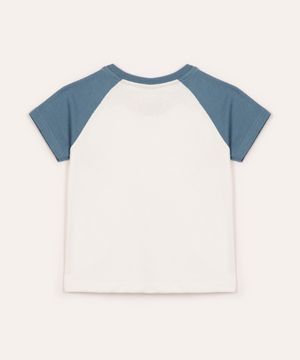 camiseta de algodão infantil manga raglan bicolor azul