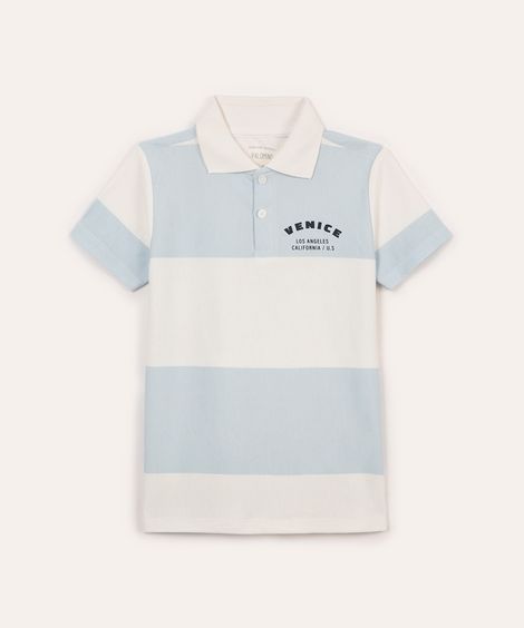 polo de algodão infantil listrada azul