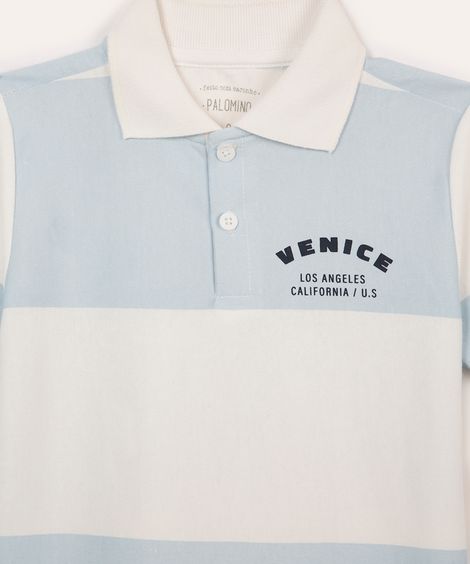polo de algodão infantil listrada azul