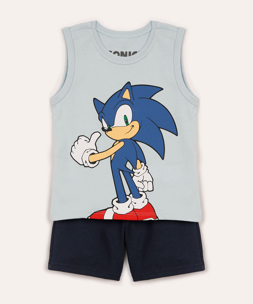 conjunto infantil curto sonic azul