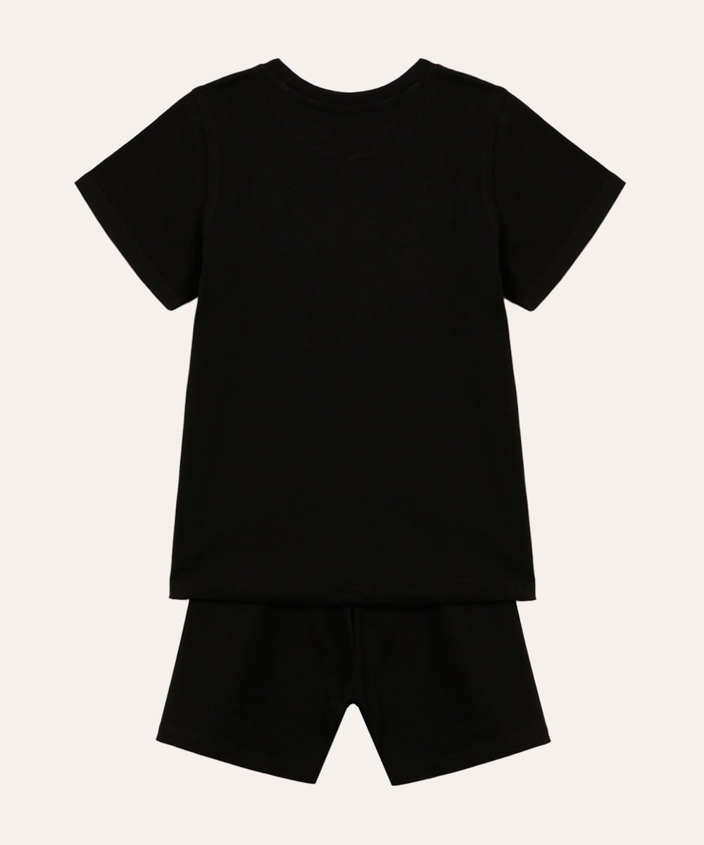 pijama curto esqueleto brilha no escuro infantil preto