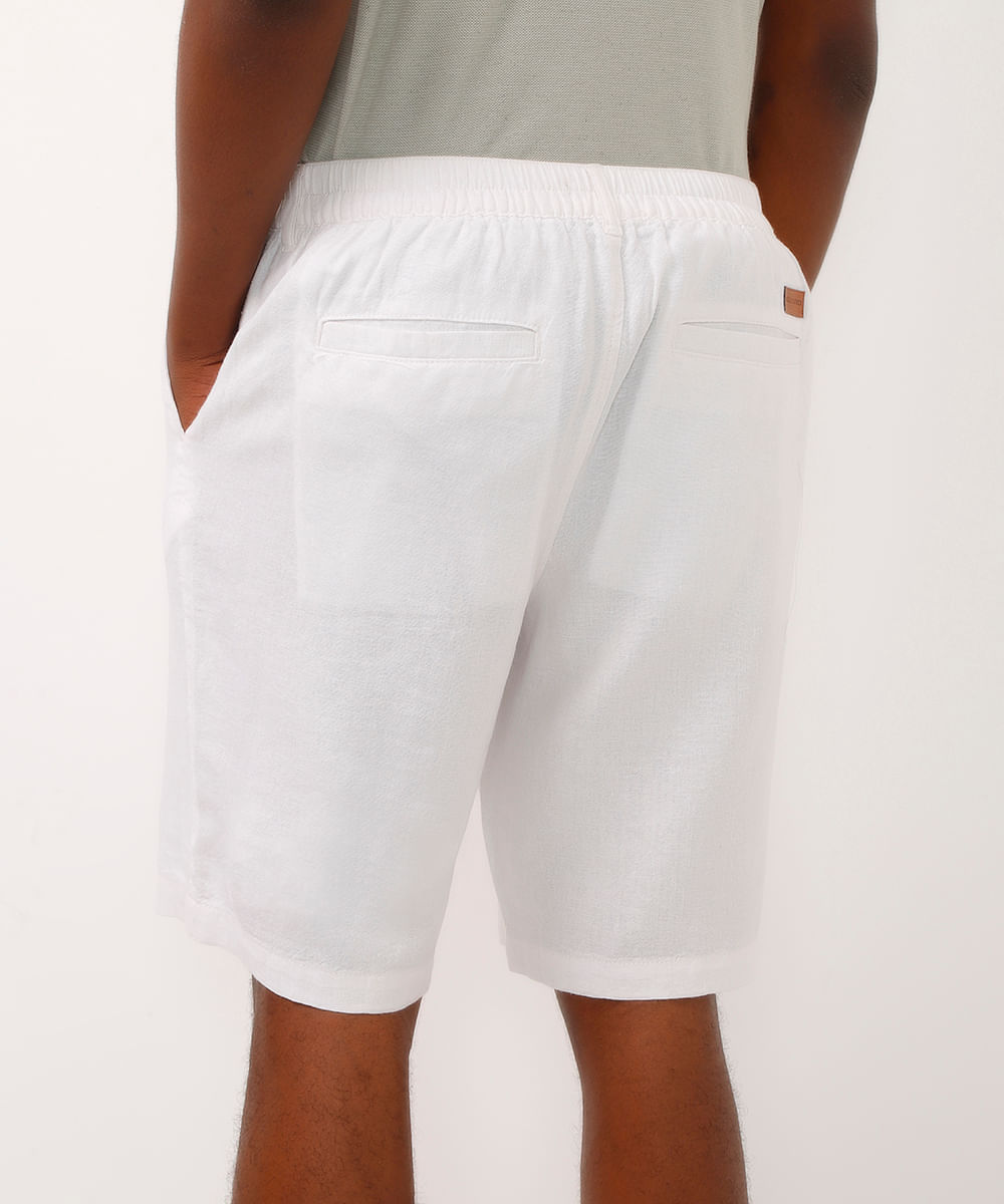 bermuda reta com linho off white