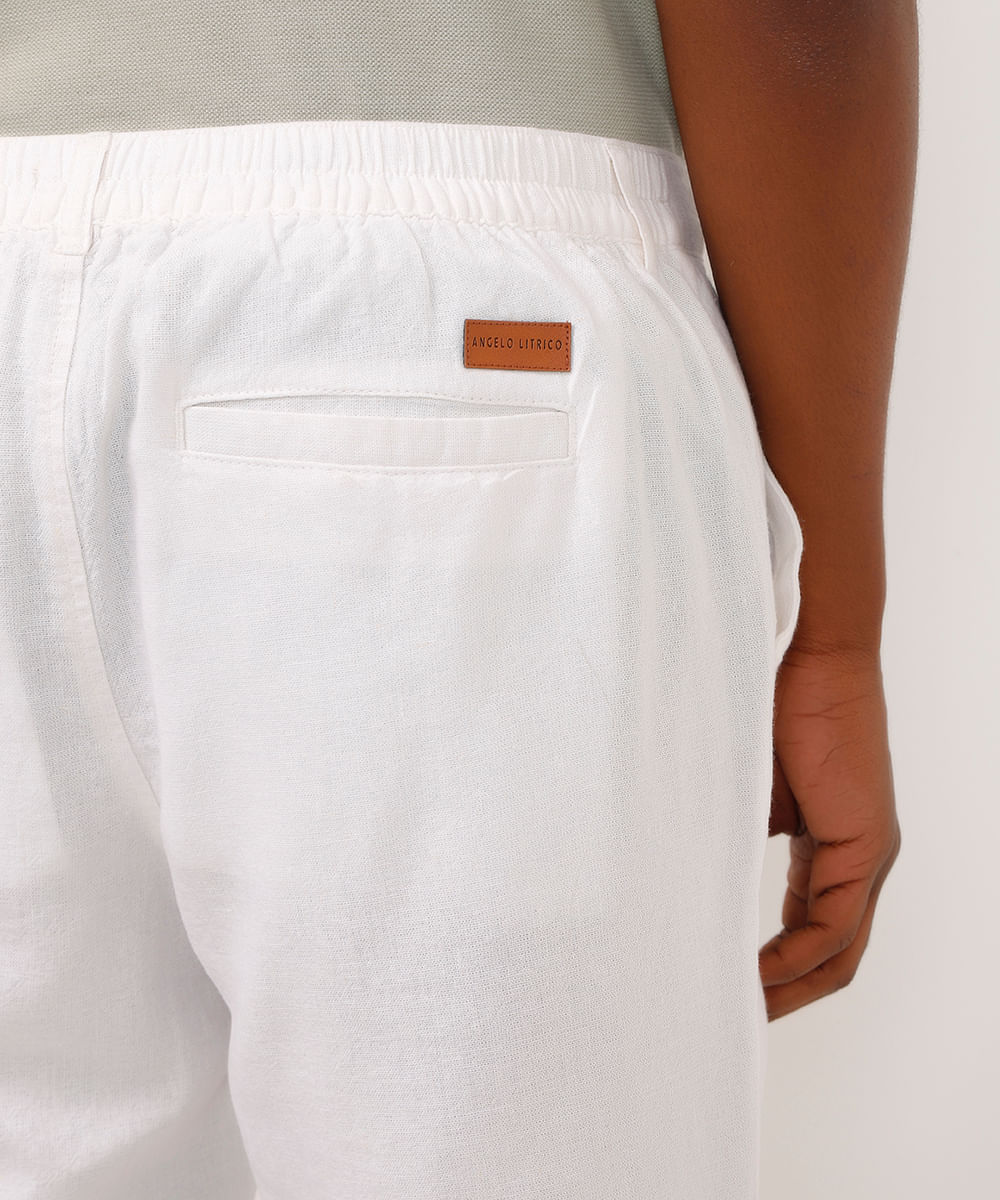 bermuda reta com linho off white