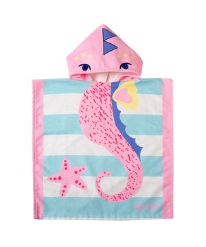 Poncho de Praia Infantil Cavalo Marinho Rosa Tip Top