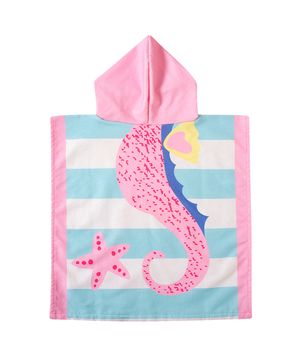 Poncho de Praia Infantil Cavalo Marinho Rosa Tip Top