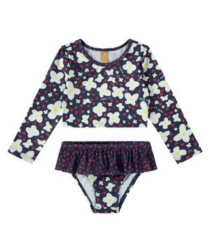 Biquíni Bebê e Infantil Cropped Floral Marinho Up Baby