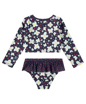 Biquíni Bebê e Infantil Cropped Floral Marinho Up Baby