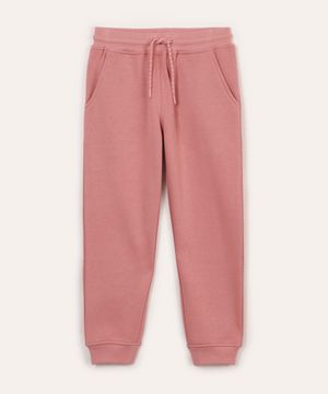 calça jogger de moletom infantil com bolsos rosa