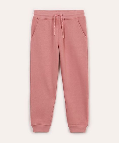 calça jogger de moletom infantil com bolsos rosa