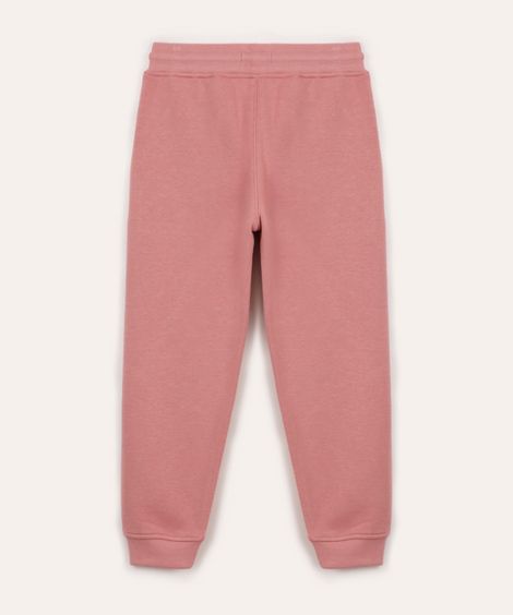 calça jogger de moletom infantil com bolsos rosa