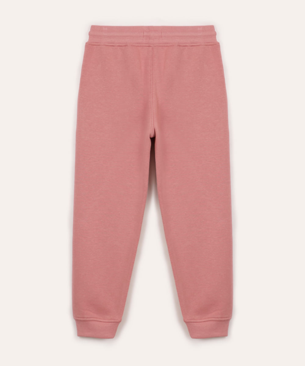 calça jogger de moletom infantil com bolsos rosa