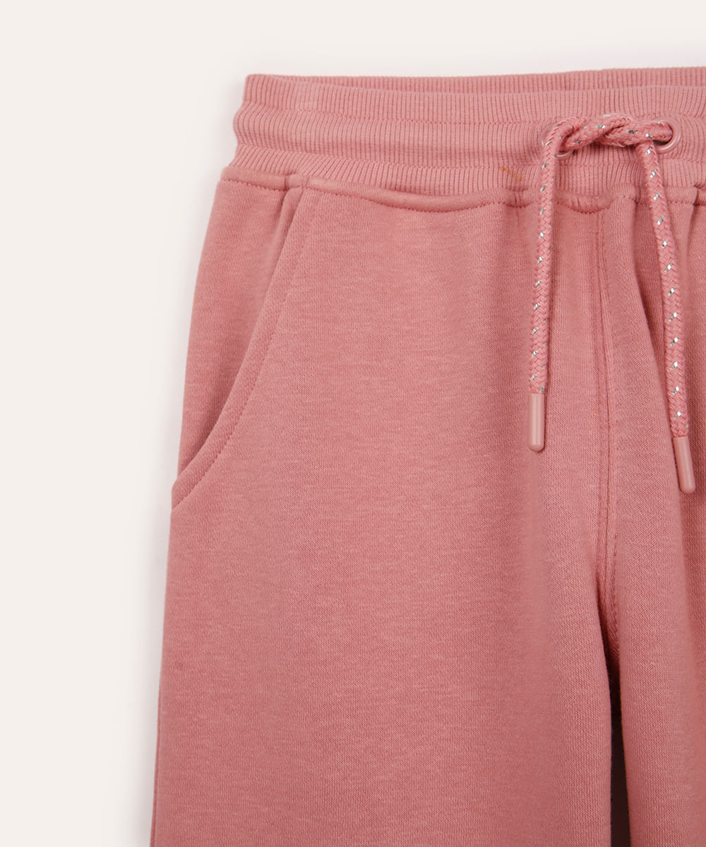 calça jogger de moletom infantil com bolsos rosa