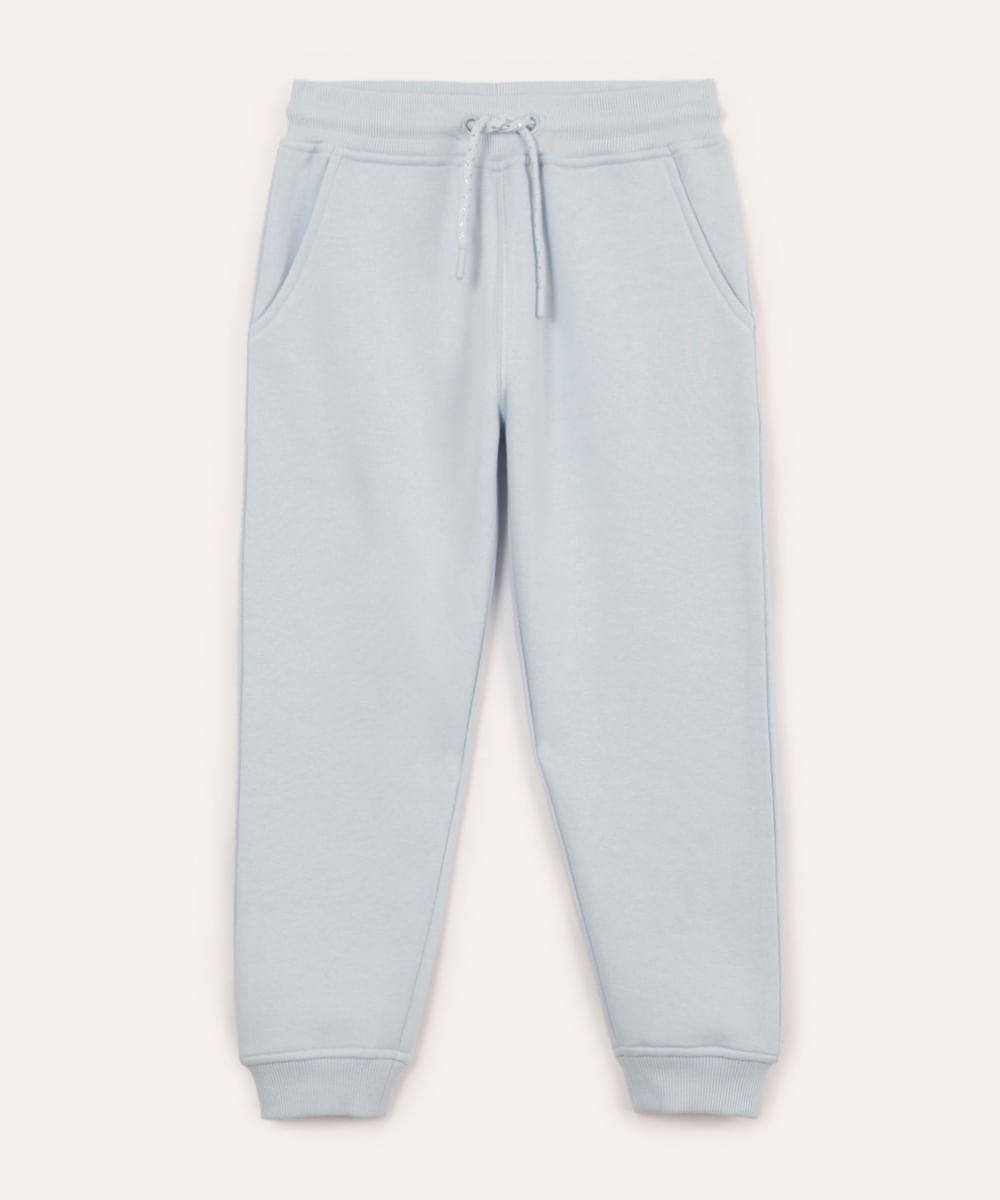 calça jogger de moletom infantil com bolsos azul
