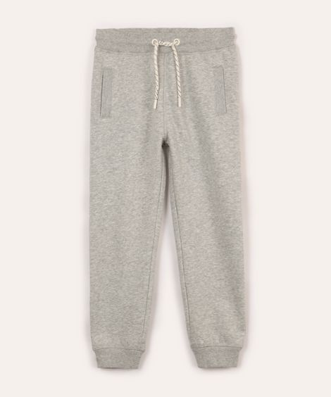 calça jogger de moletom infantil - cinza mescla claro