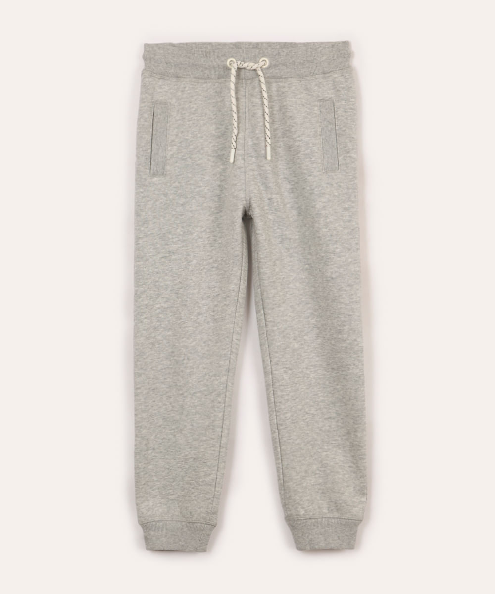 calça jogger de moletom infantil - cinza mescla claro