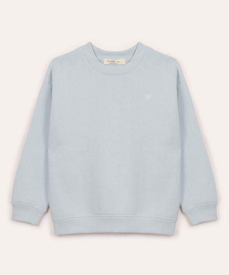 blusão oversized de moletom infantil coração azul