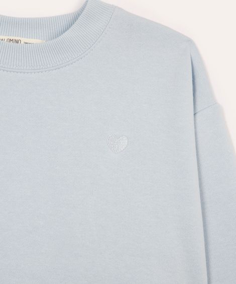 blusão oversized de moletom infantil coração azul