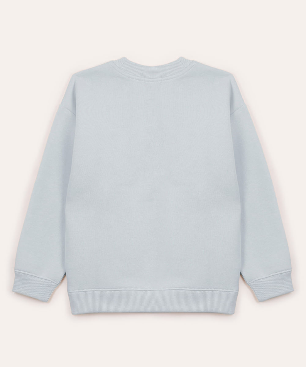 blusão oversized de moletom infantil coração azul
