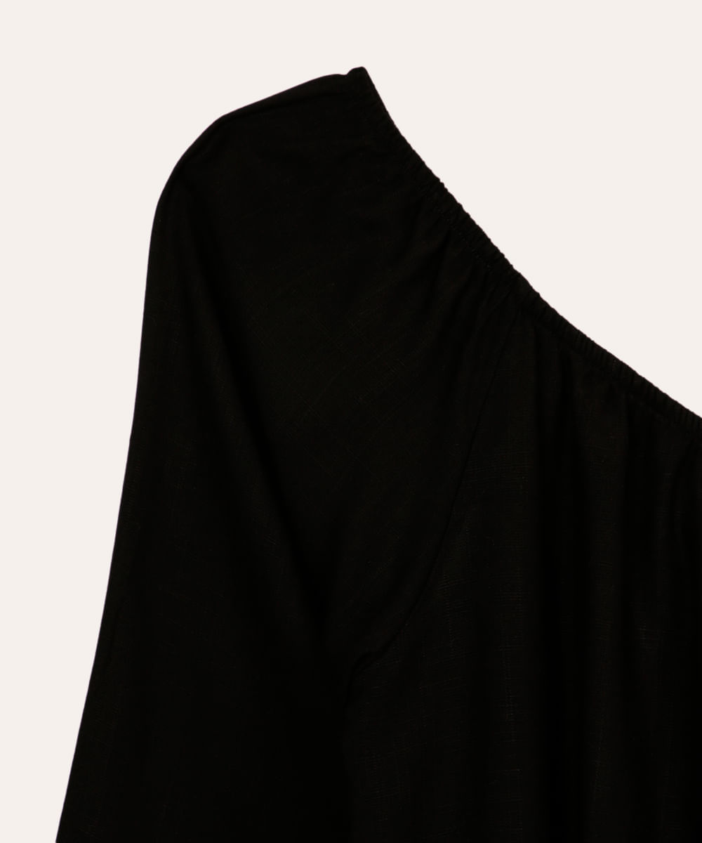 cropped de viscose juvenil ombro único preto