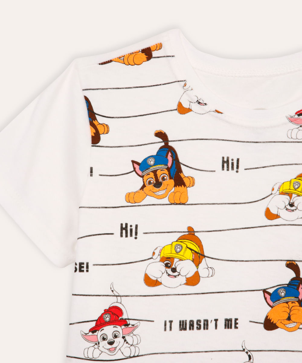 conjunto infantil curto patrulha canina listrado off white