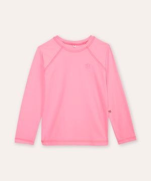 blusa infantil manga longa proteção uv rosa