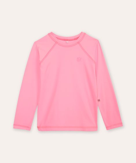 blusa infantil manga longa proteção uv rosa