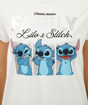 camiseta de algodão lilo e stitch off white