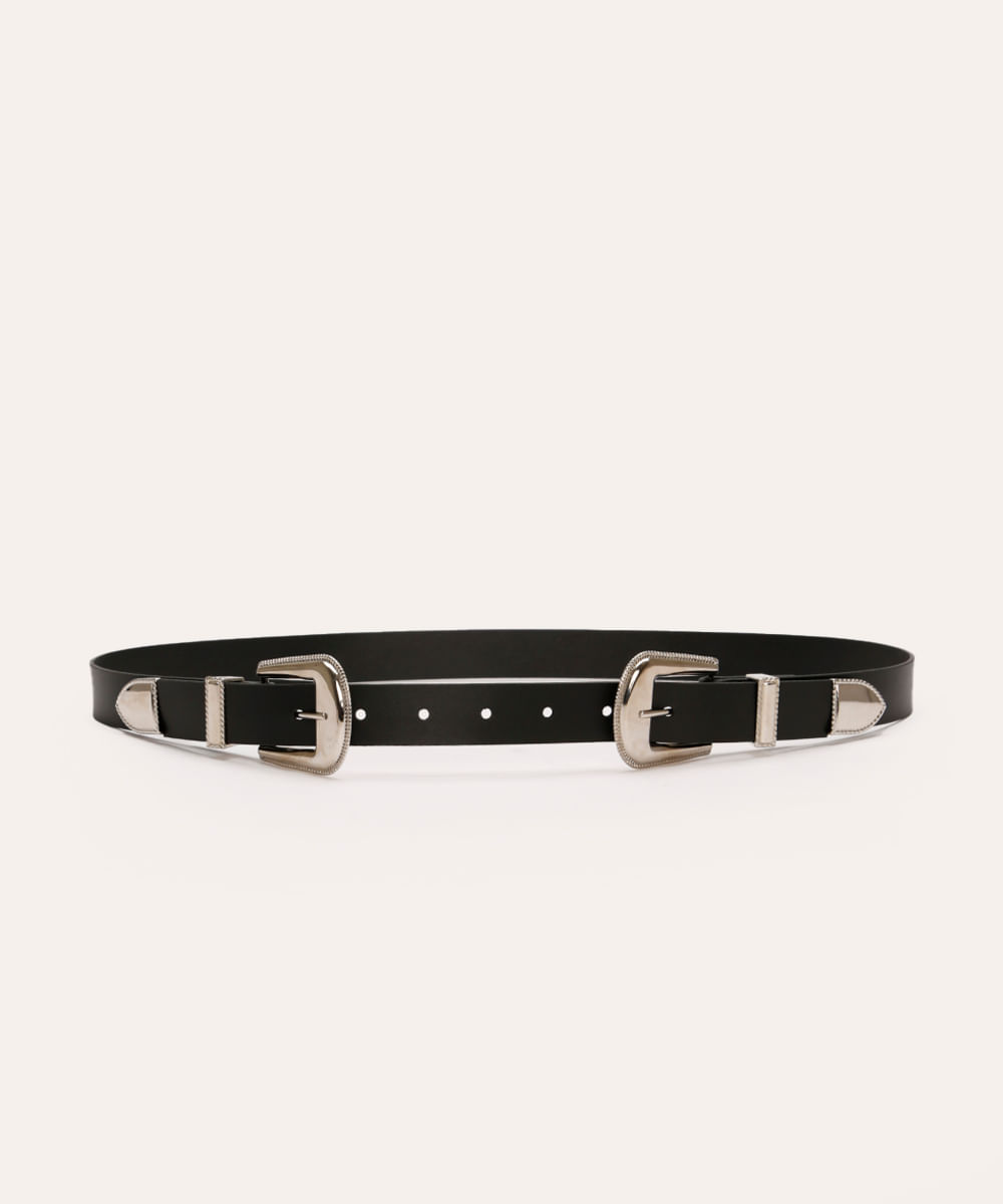 cinto com fivela dupla preto