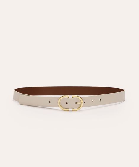 cinto médio com fivela arredondada off white