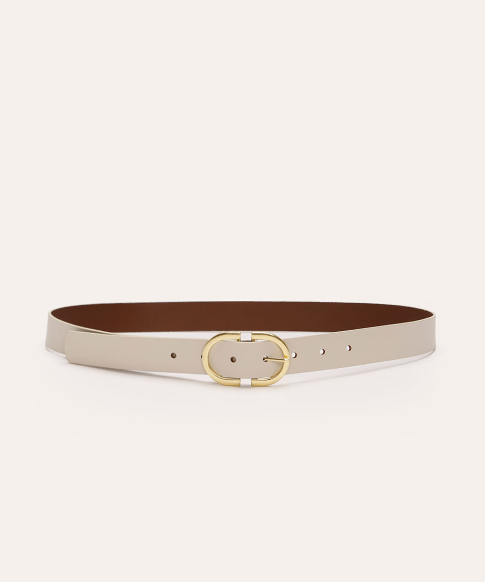 cinto médio com fivela arredondada off white