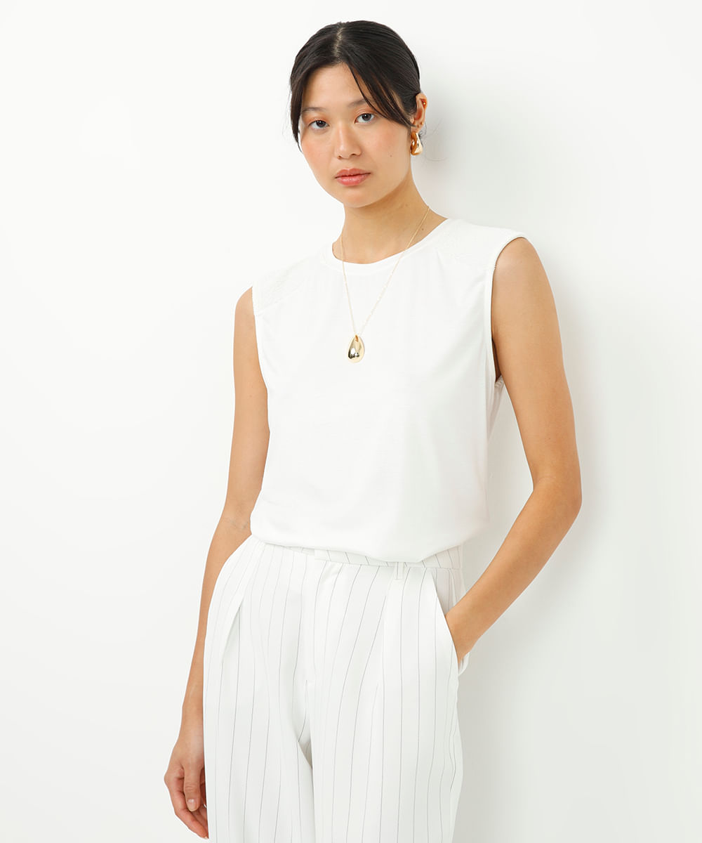 regata de viscose alça texturizada off white