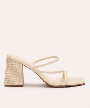 tamanco salto alto bloco tiras finas oneself off white