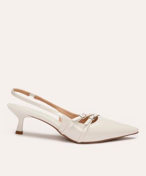 scarpin com fivelas salto fino baixo oneself off white